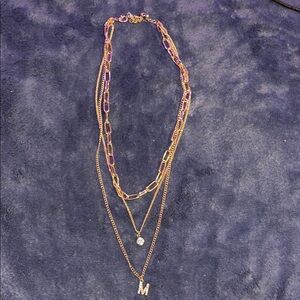 Gold Layered Necklace with Initial Pendant